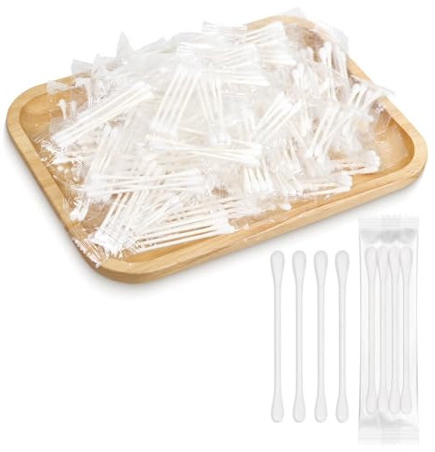 500 Pack Cotton Swabs, Individually Wrapped Cotton Swab, Individually Wrapped Double Tipped Paper Sticks for Ear, Make-up(4pcs per Bag, 500 Bags)