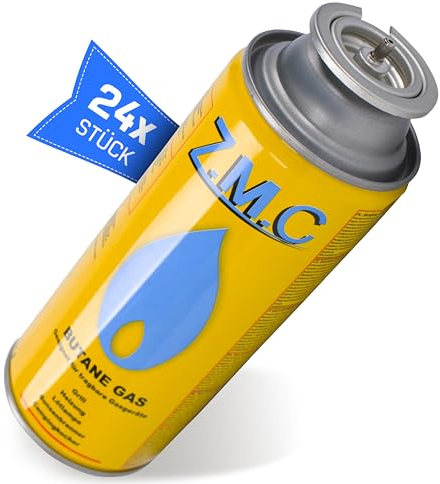 Z.M.C 24x Gaskartuschen 227g mit Ventil Typ MSF-1a, Universal Gaskartusche Butangas Kartuschen mit Bajonett Anschluss für Campingkocher, Gasheizung, Gasbrenner