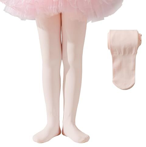 EPEIUS Fleece Lined Tights for Girls,Winter Warm Leggings Little Girl Thick Thermal Warm Dance Tights 900D 5-8 Years Old,Ballet Pink 1 Pack M