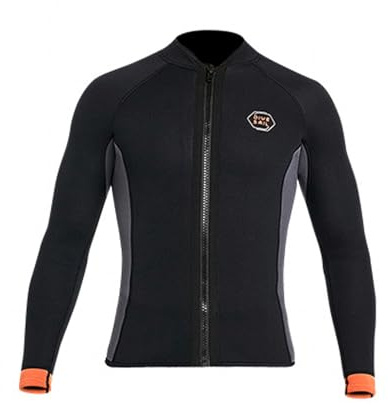 HUIOP Långärmad neoprendräkt för män, 3 mm neopren kostym, varm topp med dragkedja framtill, skjortor för surfing, simning, snorkling, kajakpaddling