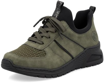 Rieker Damen Low-Top Sneaker M4970, Frauen Halbschuhe, lose Einlage,schnürschuhe,schnürer,keil Sneaker,Wedge Sneaker,grün (54),42 EU / 8 UK