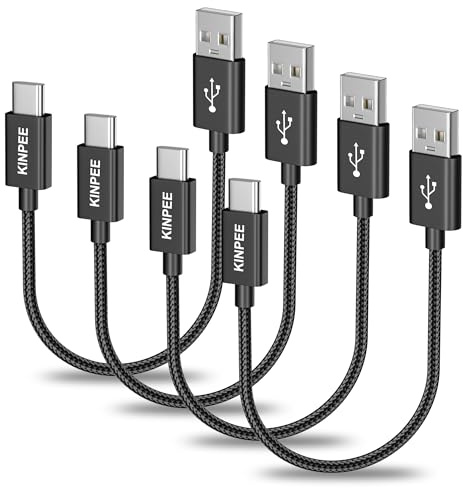 KINPEE USB C Kabel Kurz [4 Stück 0.2M], Nylon USB A auf USB C Kabel Schnellladekabel Typ C Ladekabel USB C Datenkabel Handy Ladekabel Aufladekabel