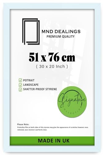 MND Dealings 51 x 76cm Poster Frame | MDF Wood Home Office Livingroom Décor Photo Frame Certificate Jigsaw Puzzle Frames Wall Mounted - 30 x 20 Inch [ White ]