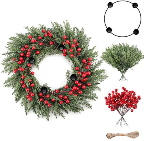Kritkin Christmas Advent Wreath Ring DIY Kit 4 Candle Holder, Cypress