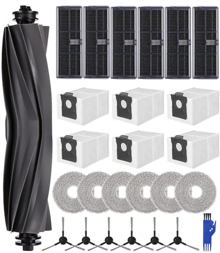 26 pcs Kit de Recambios para Dreame L10s Pro Ultra Heat/ L10s Ultra Gen 2 / Mova E30 Ultra / X30 Ultra,1 Cepillo Principal,6 Filtros, 6 Cepillos laterales, 6 Bolsas de Polvo, 6 Trapos