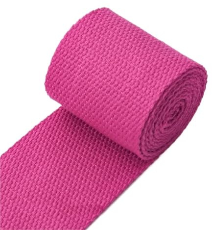 Sangle en Coton 3 mètres 50mm d'épaisseur 2mm Toile Polyester Coton Sangle étiquette Ruban Sacs Sac à Dos Ceinture Biais Bande de Liaison Bricolage Couture Artisanat(21RoseRed)