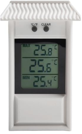 Tidevib Termometro da serra con display digitale Max Min con funzione di memoria, per interni ed esterni, giardino, parete, uso in camera, bianco 32