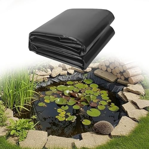 XUEXIAOH Lona para Estanque 450 x 900 cm Resistente Al Desgarro HDPE Lona para Estanque Duradero Seguro para Estanques de Peces Fuentes de Corrientes y Jardines Acuáticos, Negro