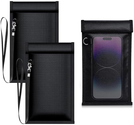 Higijapuf Pochette Faraday, 2 Pièces Étui de Clé de Voiture avec Blocage du Signal, Pochette pour Protection Keyless Go, Bloqueur RFID, Imperméable & Ignifuge, 7.87 x 4.72 Pouces