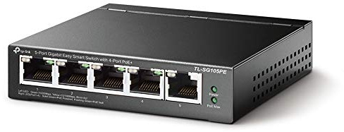 TP-Link TL-SG105PE Managed 5-Port Gigabit PoE Network Switch, 4 Port PoE+ Ethernet Splitter Extenders up to 65W Power Budget, Support Network Monitoring, Traffic Prioritization, Auto Recovery, VLAN