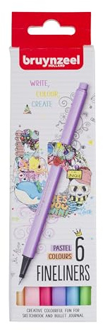 Bruynzeel Pastel Colour Fineliner Brush Pens 6-Piece Set