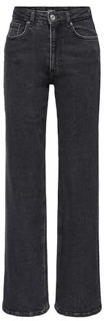 ONLY Women's ONLJUICY Life HW Wide Leg NAS244 NOOS Jeans, Black Denim/Detail:NAS244, 26 / 34