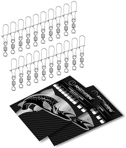 AMZfishing NEU 20x Angelwirbel mit Fast-Lock | Karabinerwirbel Angeln | Wirbelsortiment | Wirbelset | Wirbel Angeln | Angel Wirbel | Angelwirbel Set | Angeln Wirbel | Angelzubehör (Fastlock 20, 6)