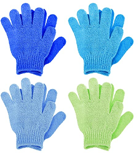 Sibba 8 Stück Peeling-Handschuhe Badehandschuhe für Dusche Spa Massagehandschuh Nylon Körperhandschuhe Körperpeeling von abgestorbenen Hautzellen Haut Body Scrubbing Baden Zubehör Herren Damen FarbenB