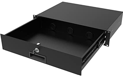 QiaoYoubang 2U Server Cabinet Case 19 Inch Rack Mount Lockable Drawer with Key, 12.6 Inch Depth (2U)
