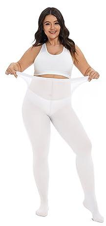 CozyWow Mallas de talla grande para mujer, resistentes a la correr 80D, suaves, color sólido, semiopacas cintura alta 1X, 2X, 3X, 4X