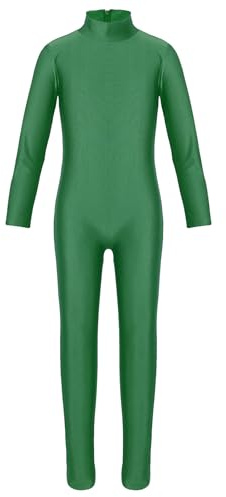 Miaeowve Kids Girls Boys Stretchy Full Body Leotard Ballet Dance Gymnastics Unitard Catsuit Tumbling Dancewear Outfit Green 11-12 Years