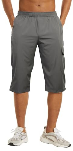 NANAMEEI 3/4 korta byxor herr vattentäta cargo utomhus shorts vandringsbyxor herr stretch vandringsbyxor MTB-byxor herr långa sommarbyxor serren, Mörkgrå, XL