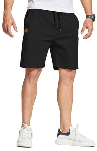 JustSun Pantalones Cortos Hombre Algodon Verano Shorts Casual Chino con Bolsillos