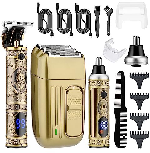 Recortadora eléctrica inalámbrica para cabello, recargable, kit de aseo para barba, máquina de afeitar, fácil de usar, afeitadoras eléctricas para hombres, recargable, ajustable, inalámbrica, húmeda