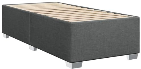 vidaXL Cadre de lit Gris foncé 90x190 cm Tissu, sommier, Cadre de lit Plateforme, Cadre de lit rembourré, Meuble de Chambre à Coucher