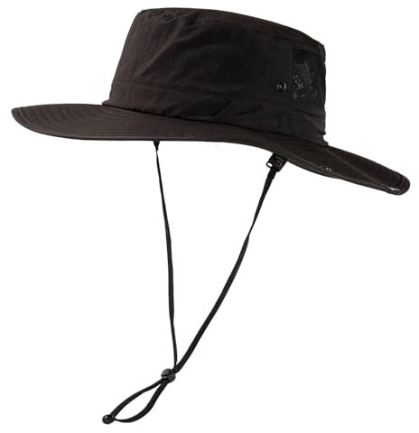 TOP-EX UPF 50 Wide Brim Sun Hat for Men Large Head Waterproof Breathable Bucket Hats for Hiking Fishing Travel Safari Walking Summer Sun Protection Foldable Outdoor Sun Hat for Big Heads Black L/XL