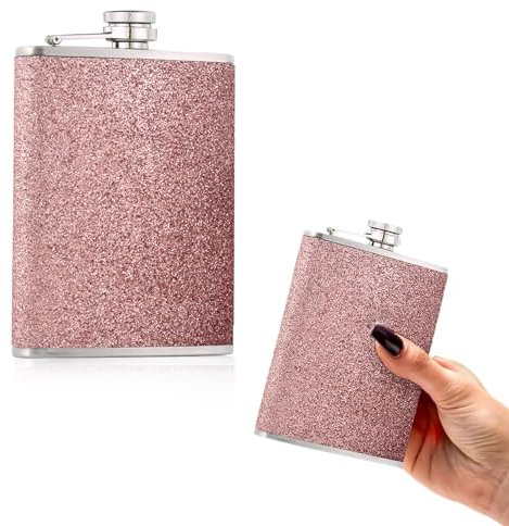 Flachmann Edelstahl 304 8 Oz mit Trichter - Auslaufsicher, Stilvoll und Tragbares Flaschen-Set für Männer und Frauen 240ml Hüftflasche mit Trichter, Edelstahl Whiskeyflasche(COLOR:Rosa)