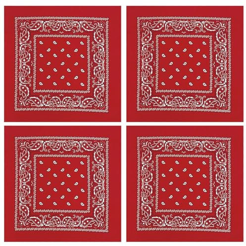 Guyode Pañuelo Rojo, Pañuelos Mujer, Bandana Hombre, Bandana Paisle Pirata con Diseño Único Estampado Estilo Retro para Cuello, Cabeza, Muñeca, Adultos Niños, Motociclistas, 54x54 cm