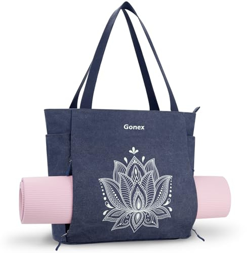 Gonex Yoga Mat Bag, Large Tote Bag with Multi Pockets for Women Men, Canvas Mat Carrier, Full Zipper Easy Access for Pilates Gym Travel