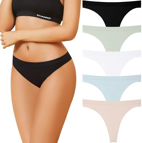Channo Tanga Sin Costuras para Mujer: Suave de Licra e Ideal para el Día y la Noche Pack de 5 Multicolor M