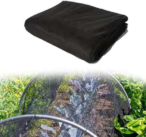 6M*2.4M Moskitonetz, Fliegennetz Meterware, Outdoor Insektenschutznetz, Feinmaschig Gemüseschutznetz, Vogelschutznetz Engmaschig Pflanzenschutznetz Schutz Netz für Gemüse Garten (Schwarz)