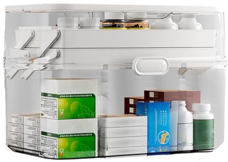 yztju Home Medicine Cabinet - Organizador portátil de 3 niveles con tapa de párpado, caja divisora versátil para pastillas, vendajes, herramientas, suministros para viajes, sueño oficial