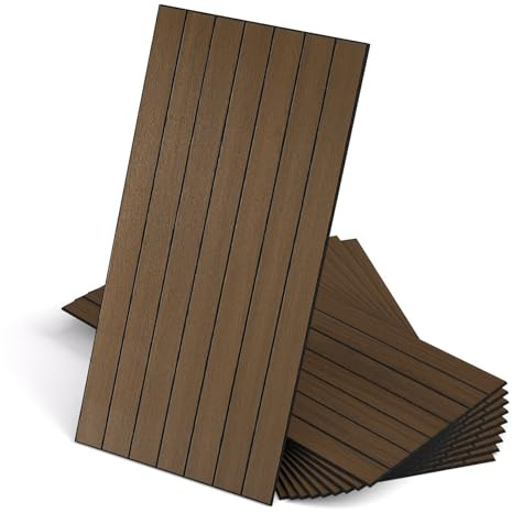 WADILE Panneaux Muraux à Lattes Bois Autocollants 30×60 cm – Panneaux Muraux Décoratifs en PVC Insonorisants pour Salon et Chambre – Lot de 20 | Panneaux muraux décoratifs, autocollants, pour salon, chambre à coucher, mur d'accentuation, pas de bois véritable