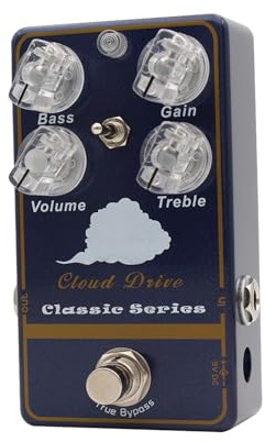 Aumotop Classic Clean Overdrive Elgitarr Effektpedal, True Bypass Dual Band Justering för Musiker, Aluminiumlegering Mörkblå 1 Pack