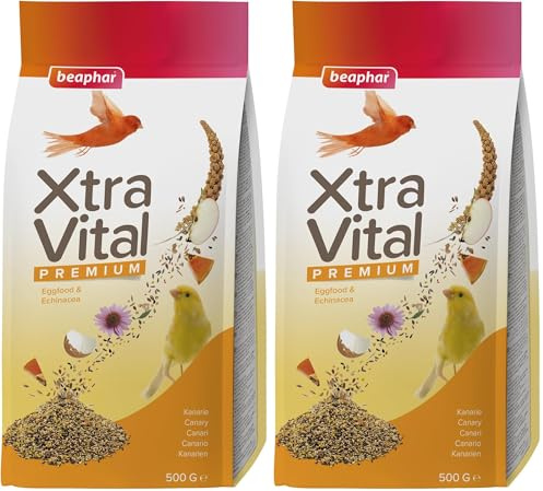 BEAPHAR – XTRAVITAL – Alimentation Premium pour Canaris – Contient Fruits, graines et patée aux œufs – Renforce Le système immunitaire – Procure vitalité et maintient en Bonne santé – 500g (Lot de 2)