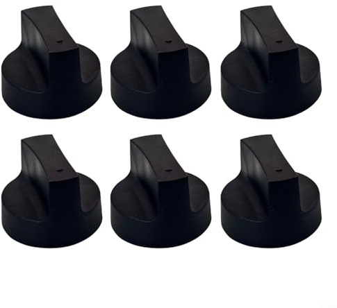 Trayne Gas Stove Knobs, 50 mm Pack of 6 Red and Black Cooking Control Accessories for BBQ Oven Replacement with Heat-Resistant PVC Design(Black)