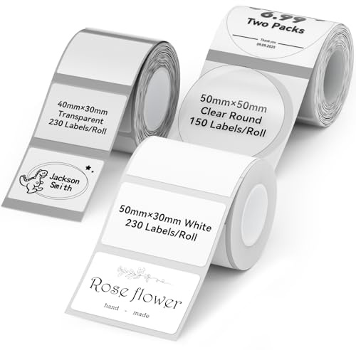 NIIMBOT 3 Rolls Labels Stickers for B1/B2/B21/B3/K2/K3/K4 Printers | Waterproof, Wear-Resistant & Easy-Peel Thermal Labels, Self-Adhesive for Office, Commercial & Business Use