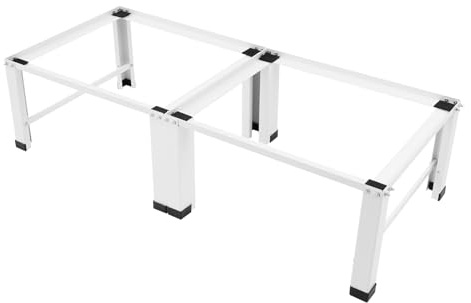 Tvättmaskinsställ, universellt tvättmaskinsstativ med dubbelfack, kan belastas upp till 300 kg, 12,6 tum höjd, med vibrationsskydd, platsbesparande med förvaringsutrymme, vit, 126 x 54,5 x 32 cm