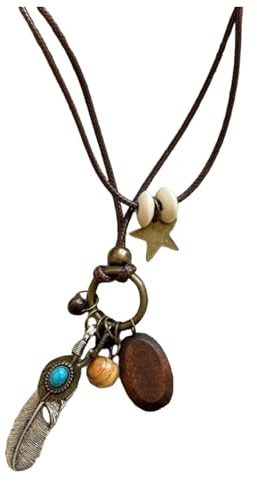 OANTGM Y2k Long Boho Charm Sweater Necklace Teen Girls Trendy Stuff Vintage Cute Summer Cowgirl Teething Necklace, One Size, Polyester Plastic, without