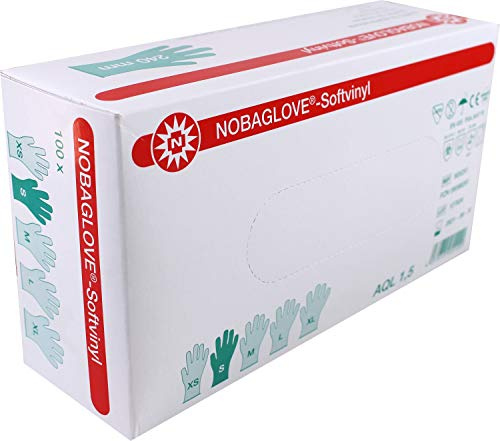 Confezione da 100 guanti usa e getta, Noba-Guanti in vinile senza polvere Guanti in Soft