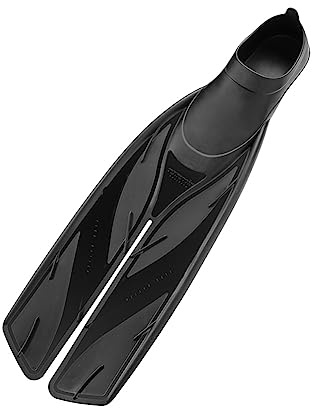 Atomic Aquatics Full Foot Split Fins for Scuba Diving & Snorkeling | Durable High-Performance Swimming Fins with Split Blade, Black, 12.0-14.0 (45/46)