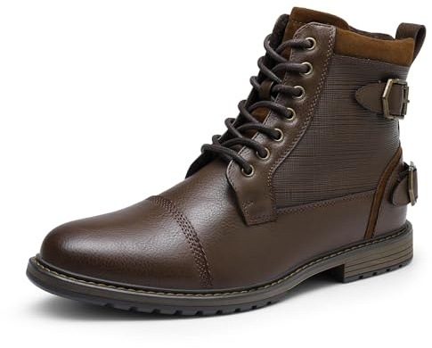 Bruno Marc Botas Moto Hombre Botines Hombre Militares Botas de Combate Tacticas con Forro Calido,Size 43.5,Marrón,Philly_10