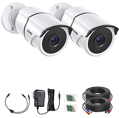 ZOSI 2 Pack 1080P HD-TVI Security Cameras with Audio, 2MP Home CCTV Cams