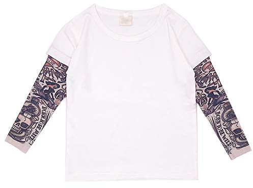 Yyyuluo T-Shirt Tattoo Sleeve Child - Kids Long Sleeve Tops Mesh Tattoos Print Clothing Baby T-Shirt Boys Crew Neck Top Casual Outfit Hip Hop White 3-4 Years