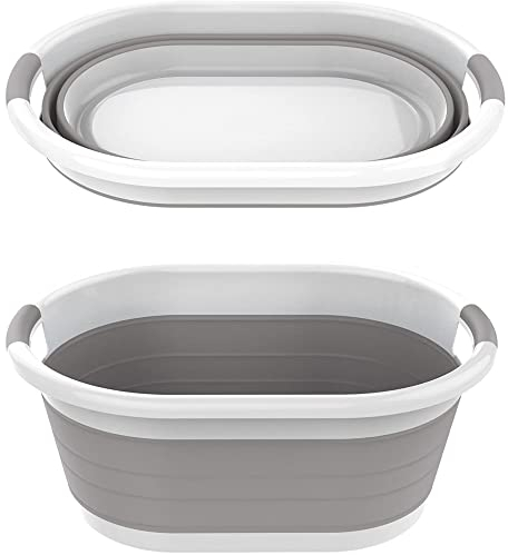 ASPECT Laundry Basket | Convenient and Easy Space Saving Storage with Durable Plastic Handles | 67L Collapsible & Portable | Preserve Hygiene | Perfect for Laundry Sorting Grey & White