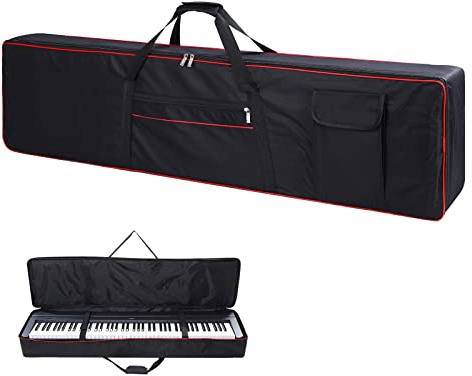 Monkeysell Keyboard-Tasche mit 88 Tasten, Klavierhülle, Tastatur-Gigbag mit 2 Taschen, robuste Oxford-Innenseite, gepolstert, vollständige Abdeckung, 135x29x14 cm