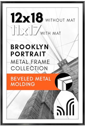 Americanflat 12x18 Poster Frame - Matted to 11x17 - Metal - Black