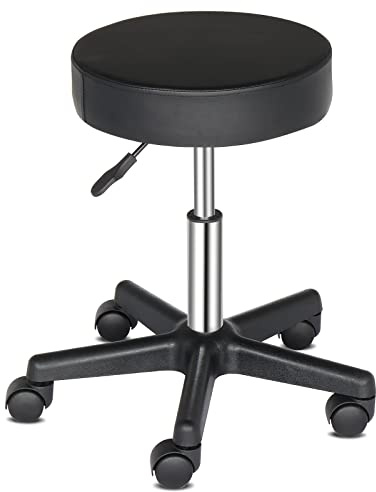 TactFire Sgabello girevole da lavoro, altezza regolabile a 360°, girevole da ufficio, 46 – 61 cm, per ufficio, salone, massaggio, spa