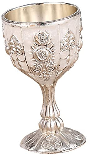 HOMSFOU Metal Wine Glass Set Chalice Glasses Embossed Design for Wedding Party