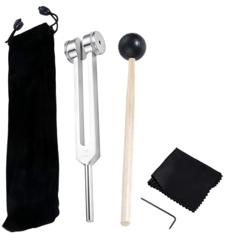NIYATA Stimmgabel 128 Hz mit Silikonhammer Reinigungstuch und Aufbewahrungstasche Tuning Fork für Stimmgabel Therapie und Frequenztherapie aus Aluminiumlegierung
